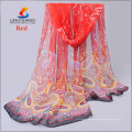 LINGSHANG neue Blumenfrauen Digitaldruck Schal Seide fühlen Halsmaske Stirnband Wrap Kleid Design Chiffon Schals